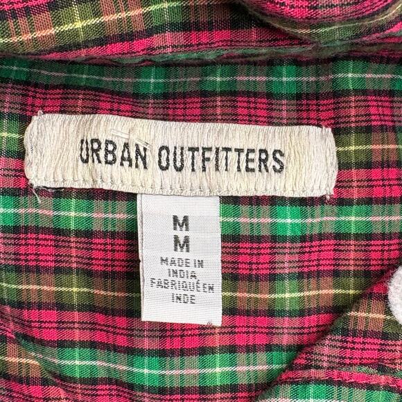 Urban Outfitters Pink Green Plaid Colorful Mens Button Up Dress Shirt Mens Sz M - Picture 4 of 6